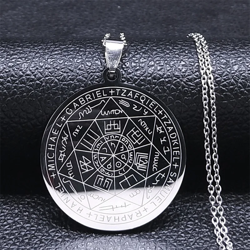 Zeven Aartsengelen Amulet Rvs Kettingen Mannen Zegel van Solomon Talisman Ketting Bescherming Sieraden kraag hombre N1162S2 - afbeelding 1