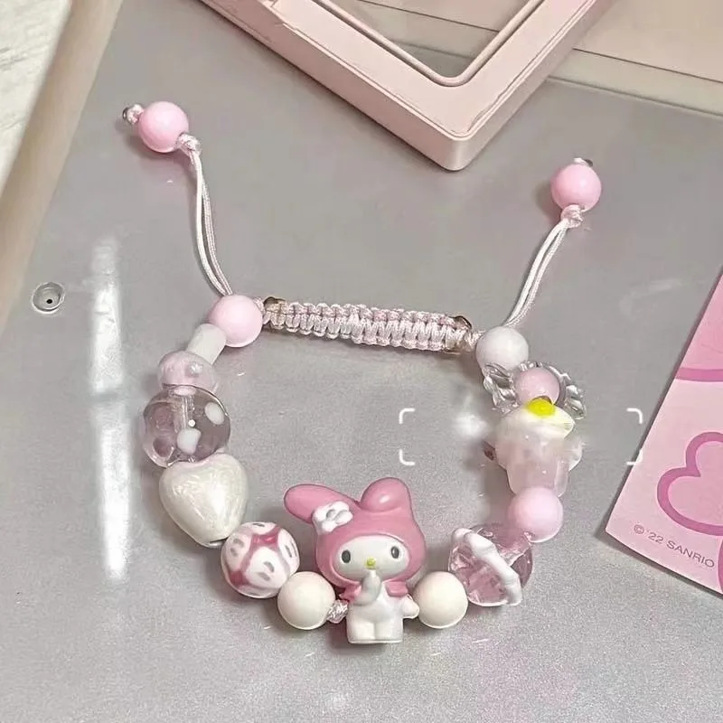 Cute Sanrio My melody cinnamoroll new cartoon student creative fashion personality high-value macaron woven beaded bracelet gift