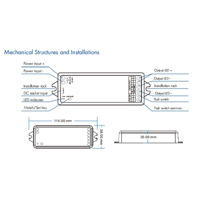 ZigBee-atenuador RF inalámbrico, controlador LED, temperatura de Color único, lámpara de tira de luz, Tuya WZ1, 2 canales x 5A, cc 12-24V, 36V