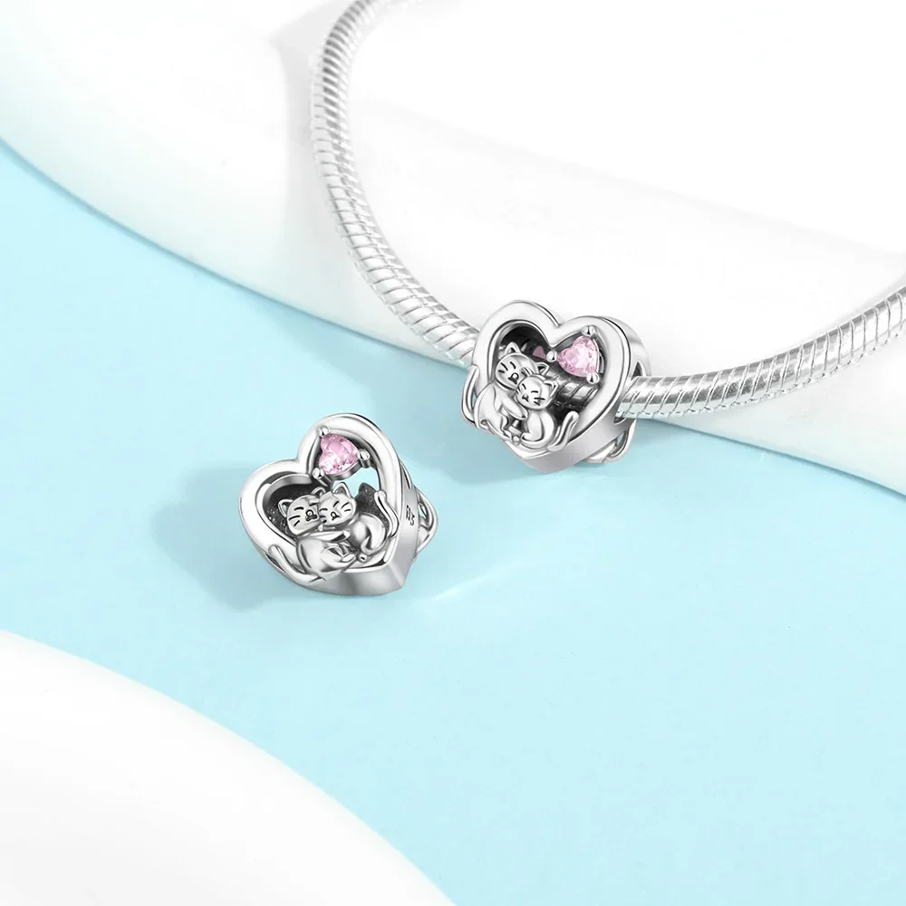 925 Sterling Silver Penguin Couple Charm Beads Fit Original Bracelets Bag Keychain Charms Beads Pendant Diy Women Jewelry Gift view 2