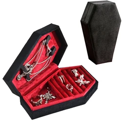 Personalized Gift Halloween Velvet Coffin Jewelry Box Ring Necklace Custom Logo Jewellery Organizer
