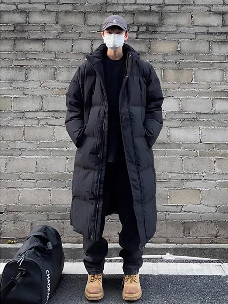 

Bla American Sle Hooded Mid-Length down Cotton Jaet Men's Winter Thi Knee-Length Northeast Cold-resistant Haome Coat