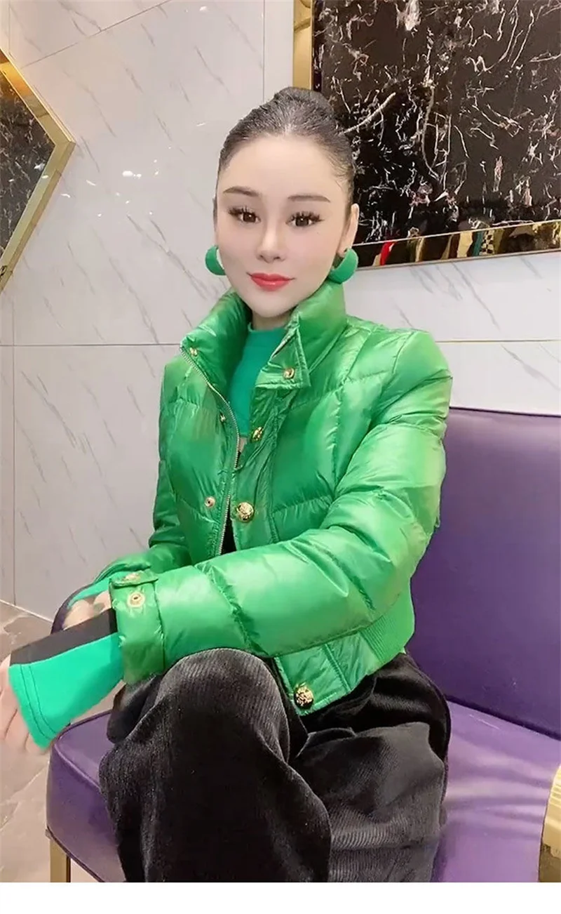 Korean Down Cotton Jacket Women 2025 New Winter Loose Stand-up Collar Casual Short Waterproof Parka Outwear Ladies Warm Overcoat