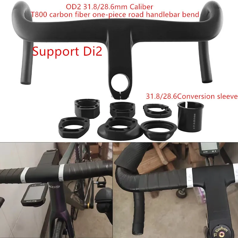

T800 carbon fiber road bicycle with integrated curved handlebars, OD1/OD2 handlebars, can rotate 31.8 to 28.6