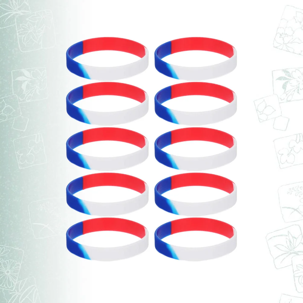 5 Pcs USA Flag Bracelets Sports Teams Independence Day Wrist Band Silicone Hand Rings Unisex Wristband Red White Blue Men Women