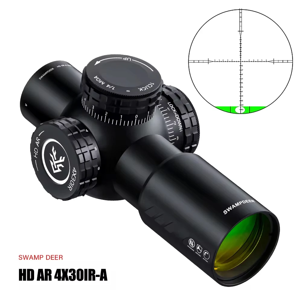 

SWAMP DEER HD AR 4X30IR Rilfe telescopio de caza 4X, Mini lente de level, colimador de barril, регулируемый