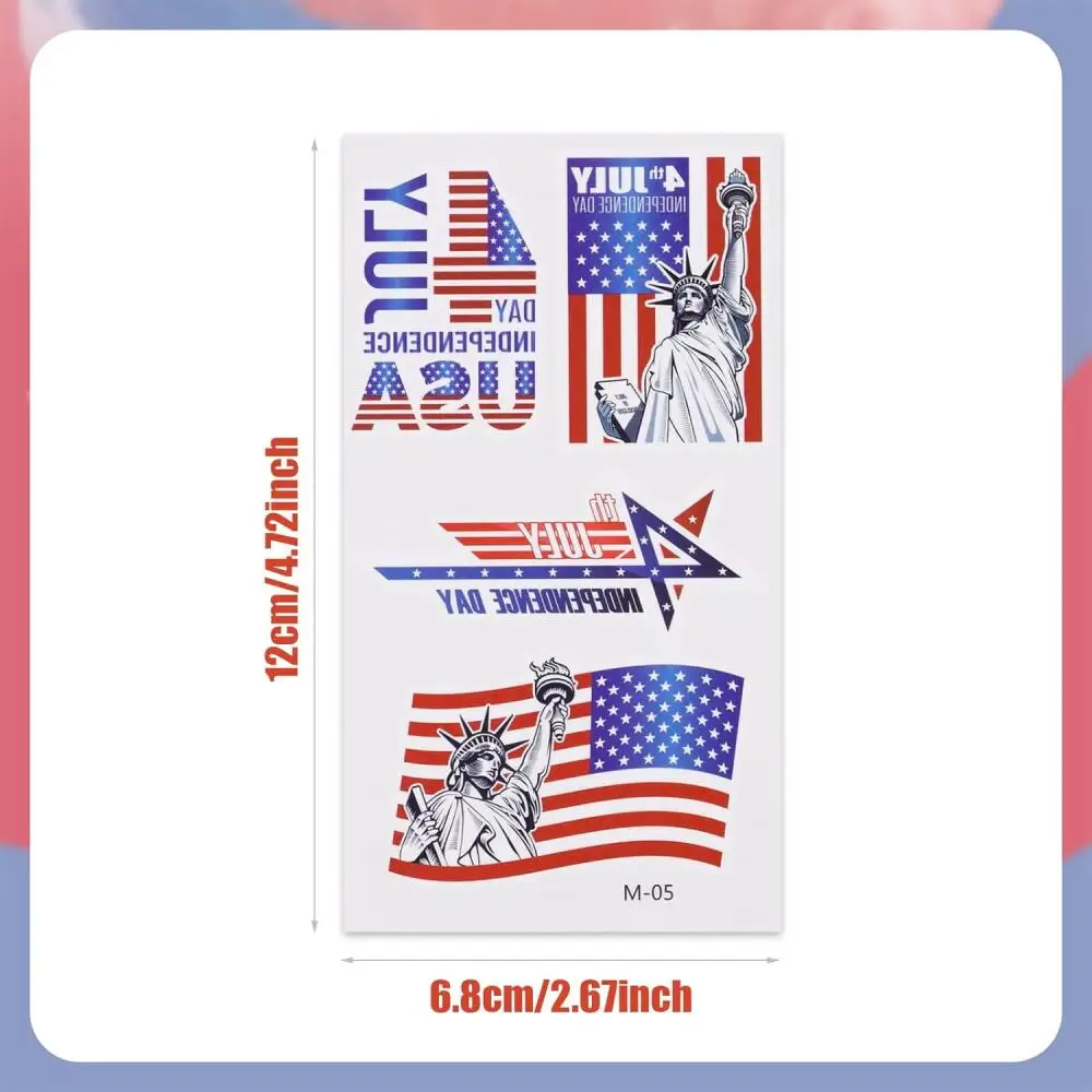 10 Sheets 4th of July Temporary Tattoos, USA Independence Day Tattoo Stickers Waterproof Fourth of July Body Art Tattoo Stickers