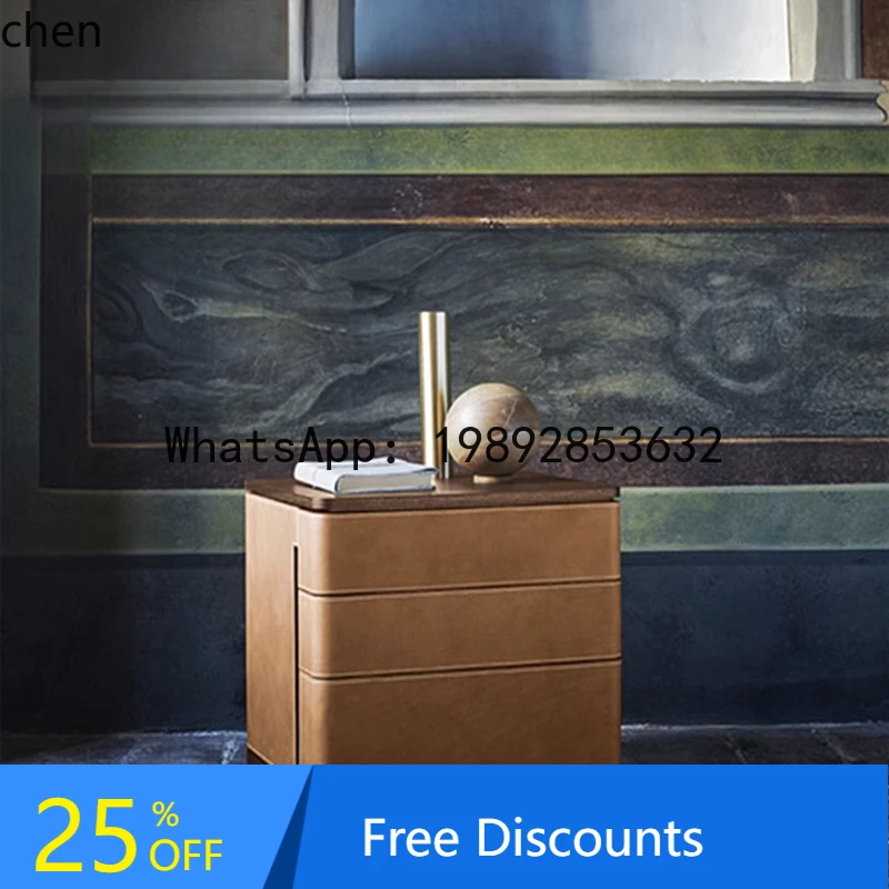 bedside table saddle leather hard bag chest of drawers bedroom minimalist leather bedside table modern minimalist