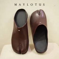 Novelty Split Toe Shoes Woman Ninja Tabi Slippers Leather Slides Comfy Mules Femmes Clog Sandals Pettitoes Slippers Women