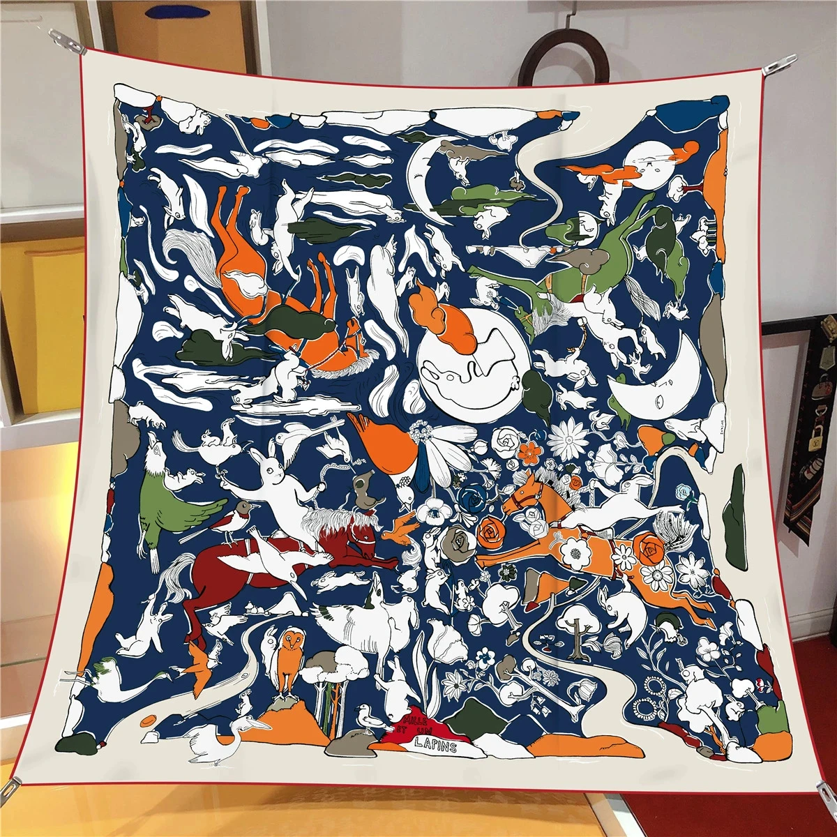 NEW 90cm Horse toy Design Twill Silk Scarf Luxury Brand Square Scarves Women Hijab Scarf Foulard Headband Neckerchief Bandana