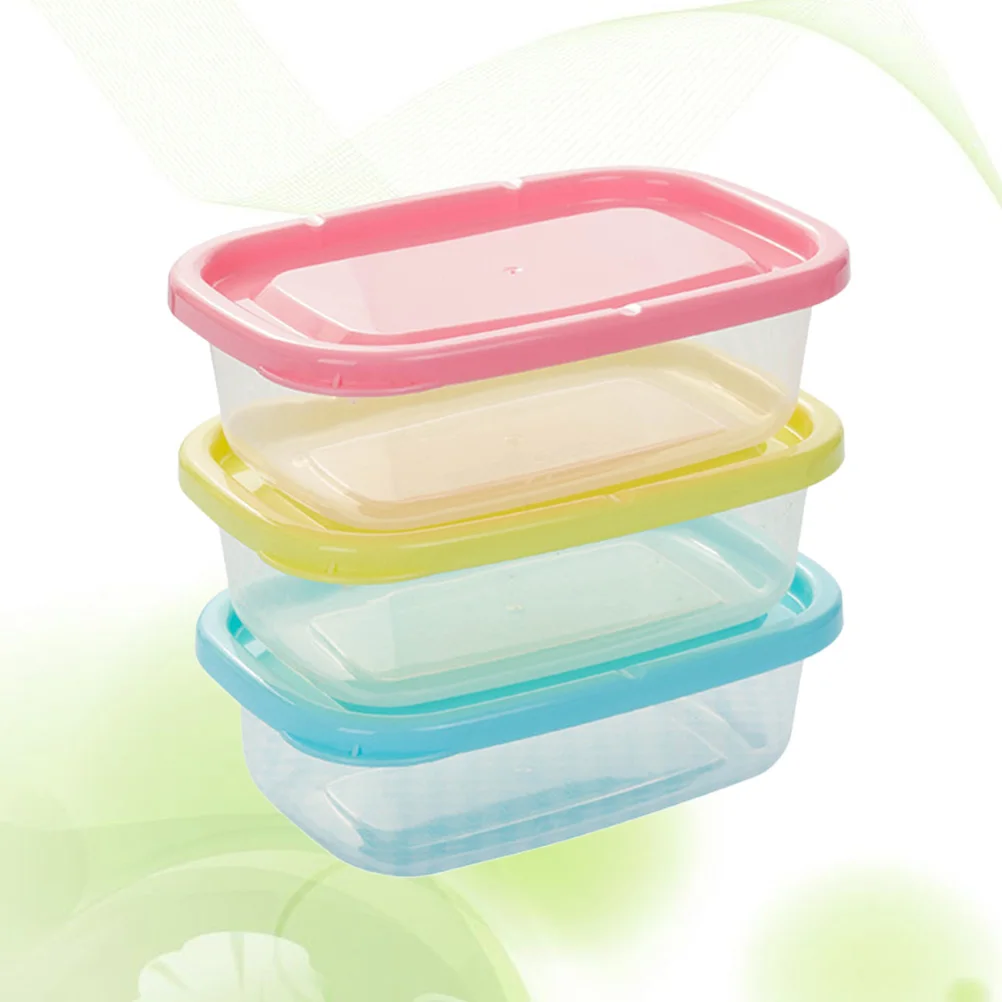 

4pcs 200Ml Mini Plastic Crisper Reusable Rectangular Food Containers Sealed Boxes For Microwave Freezer Refrigerator Dishwasher
