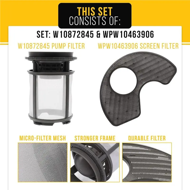 【جديد A39M】 قطع غيار لغسالة الأطباق Whirlpool Kenmore Kitchenaid-WP W10872845 وفلتر المضخة WPW10463906 مرشح الشاشة AP6