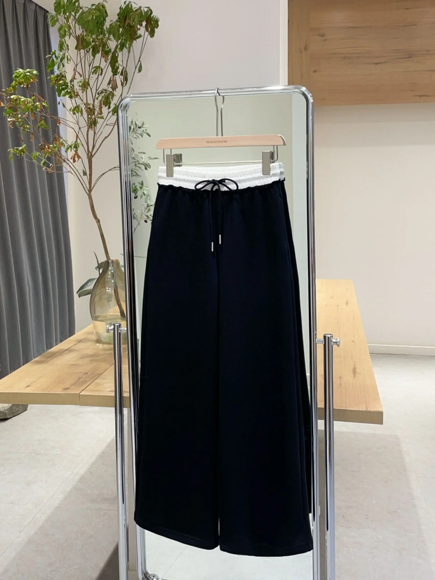 Spodnie Nok Xiaola, autentyczne koreańskie, patchworkowe, z wysokim stanem, szerokie nogawki, codzienne, wiosna 2025, spodnie do ziemi.