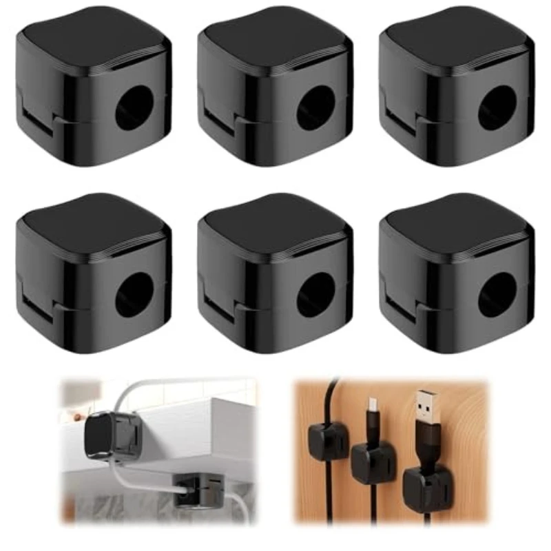 5/10 PCS Magnetic Cable Clips Cable Smooth Adjustable Cord Holder Under Desk Cable Management Wire Keeper Cable Organizer Holder