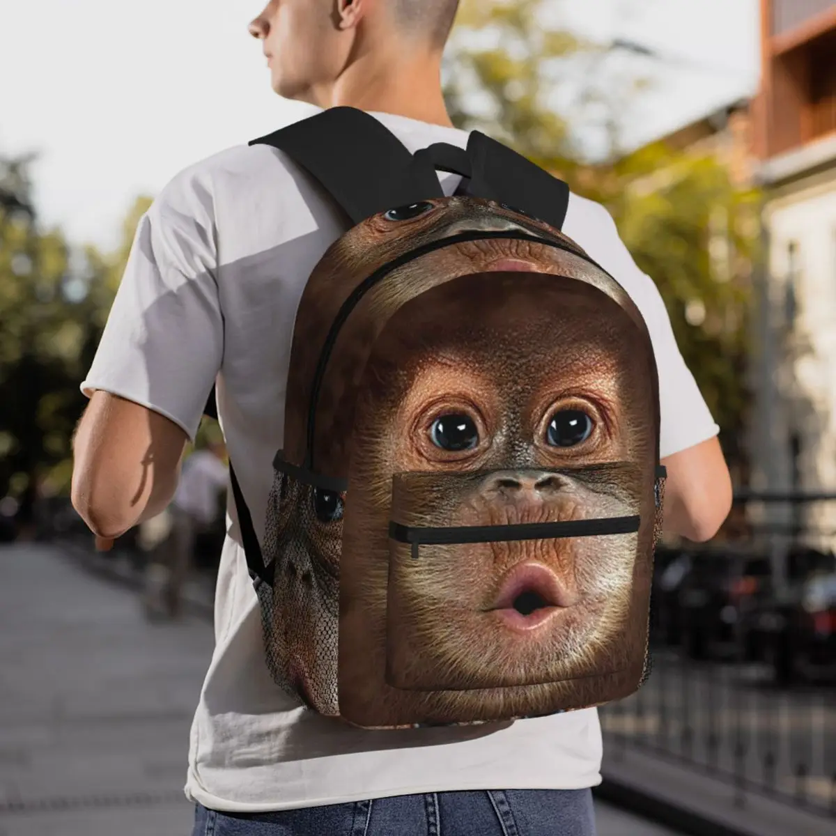 

Gorilla Cubs Close-Up Face Print Backpack Daypack Large Capacity Boys Girls BookBag School Bag Shoulder Bags for Men Women