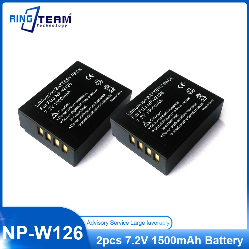 2pcs NP-W126 W126 NPW126 Battery for X-A1 X-A2 X-E1 X-E2 X-M1 X-Pro1 X-T1 IR X-T10 HS30EXR HS33EXR HS35EXR HS50EXR