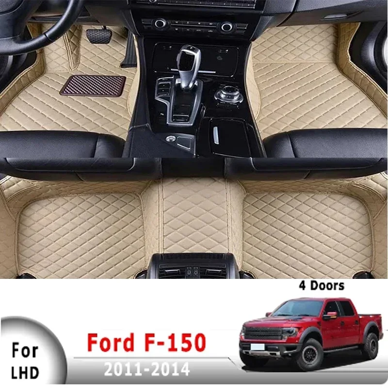 Deal Car Floor Mats For Ford F-150 F150 F 150 2011 2012 2013 2014 (4 Doors 5 Seats) Carpets Leather Rugs Interior Accessories Co