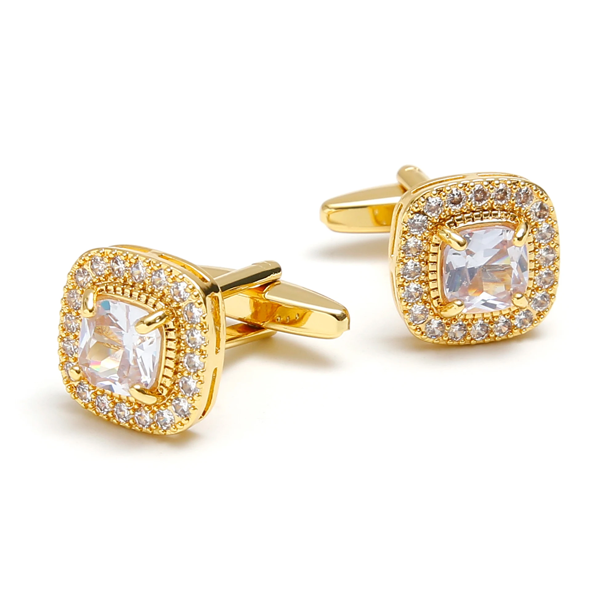 

Cufflinks for Men TOMYE XK25018 Luxury Zircon Golden Copper Square Cute Dress Shirt Cuff Links Jewelry