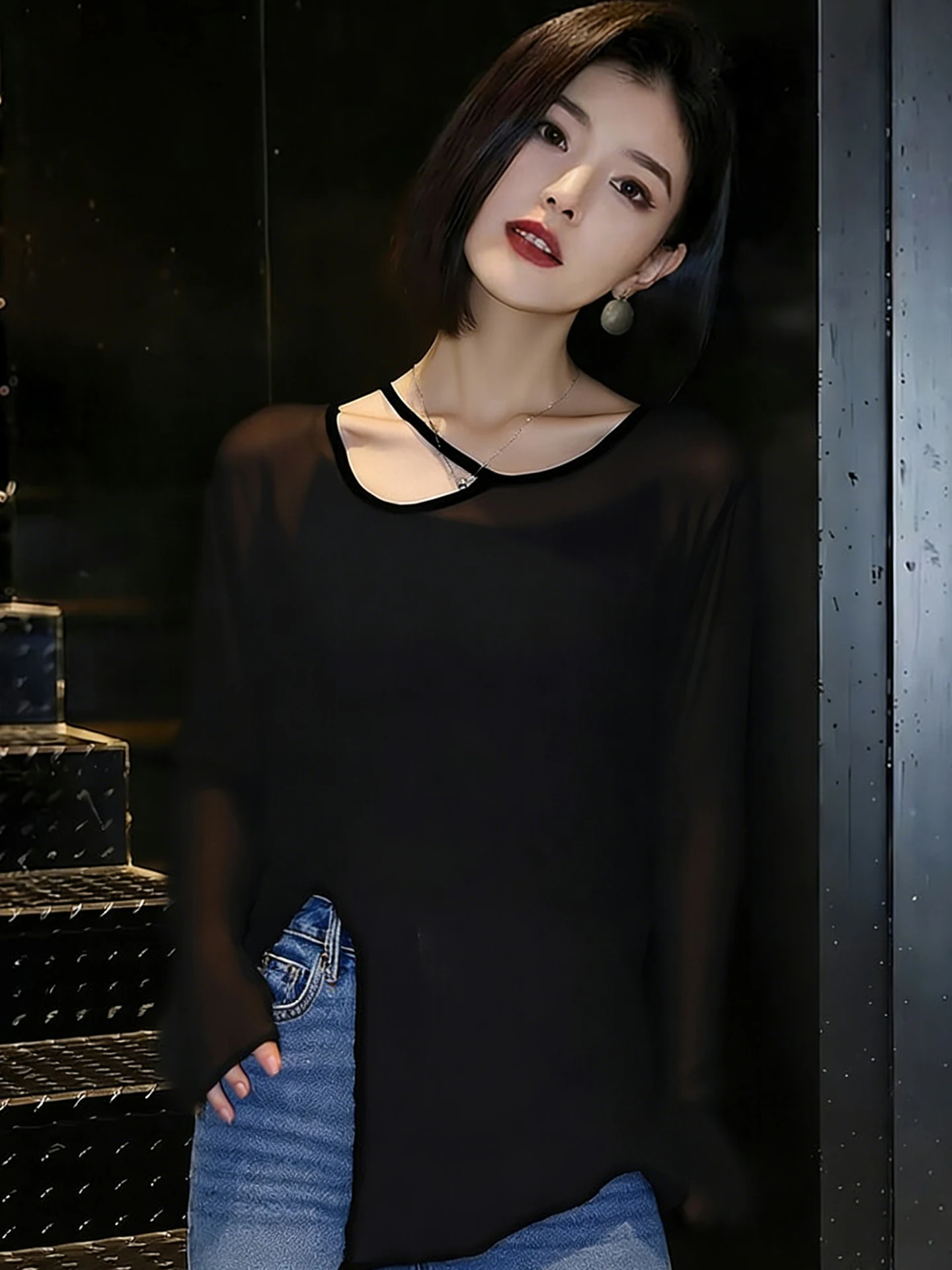 Slimming Loose Casual Long Sleeve T-Shirt Design Sensation  Stylish Overhead Women's Fashion Commute Style Sun Protection