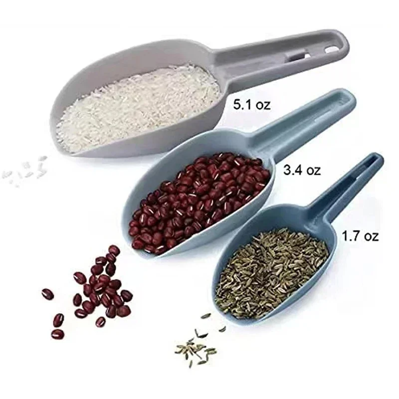 3Pcs/set Plastic Ice Shovel For Candy Dessert Grain Flour Measuring Scoop Serving Kitchen Bar Gadgets Accessories