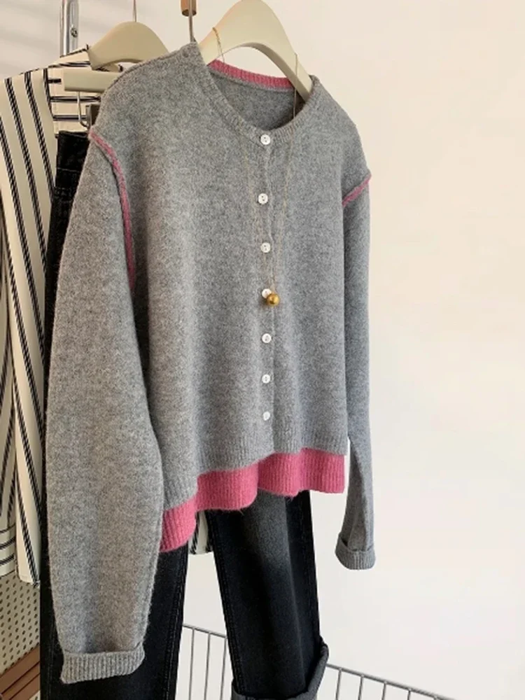 

Women Cardigan Loose Casual O-Neck Knitted Cardigans Long Sleeved Sweater Winter New Short Sweater Coat