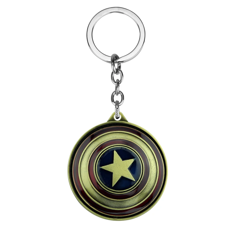 Marvel Captain America Shield Keychain Fun Rotate Relieve Anxiety Toy Keyring Avengers Car Bag Key Holder