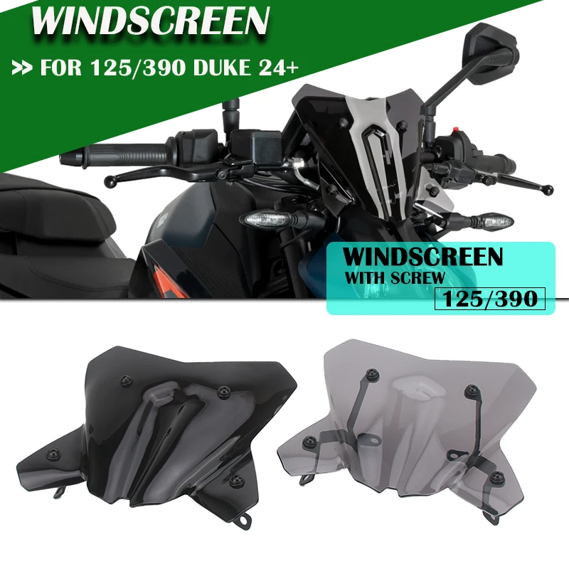 

New Motorcycle Accessories Sport Windshield WindScreen Visor Viser Kit For KTM 125 Duke 390Duke 125 DUKE 390DUKE 2024-