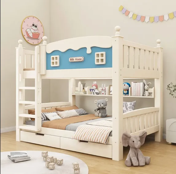 #Modern Solid Wood Thickened Children's Bunk Bed Durable Eco-Friendly Apartment Dormitory Double Bunk Bed For Home Use