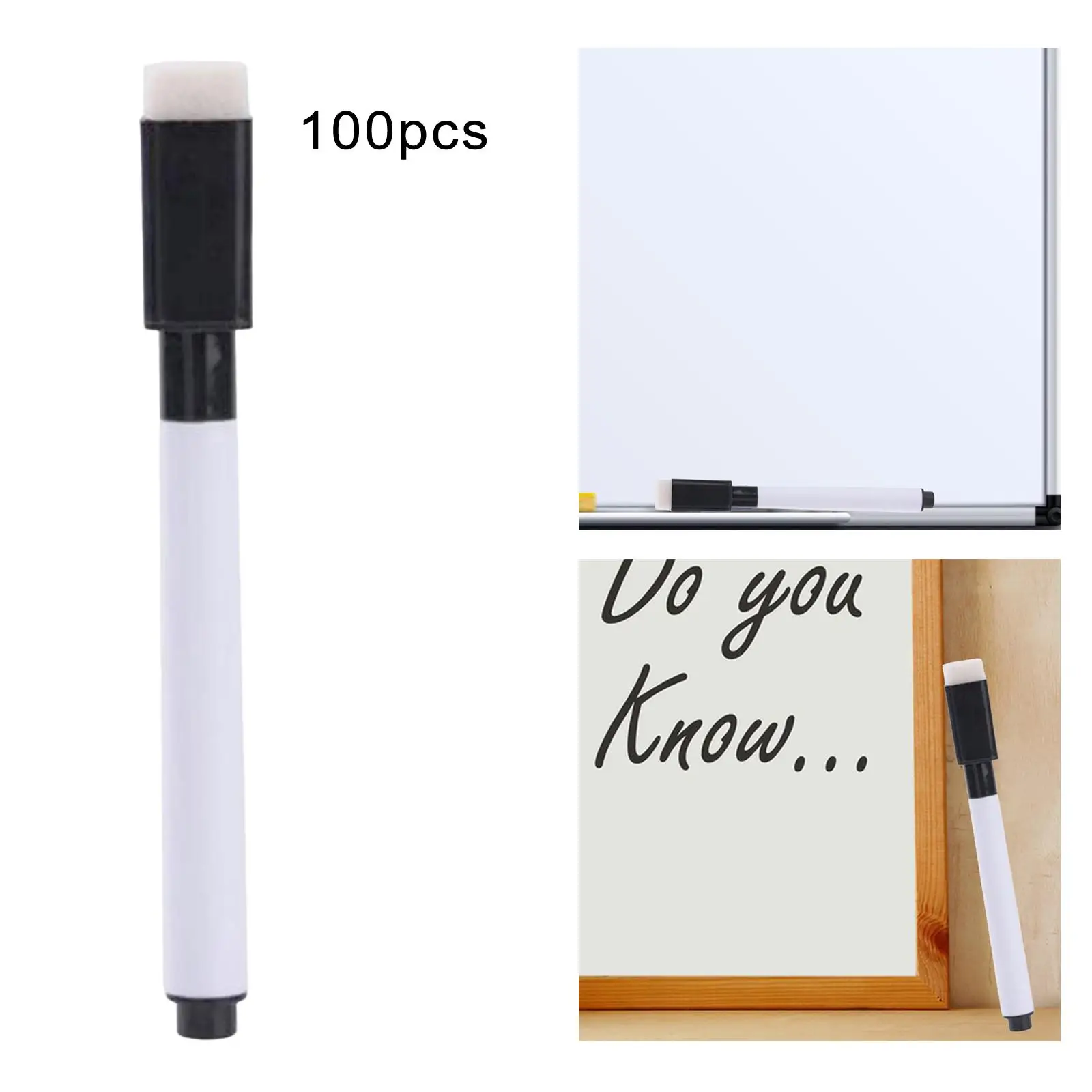 100Pcs/Set Whiteboard Marker Pens with Eraser Whiteboard Water Colour Whiteboard Marker Pens for School Office