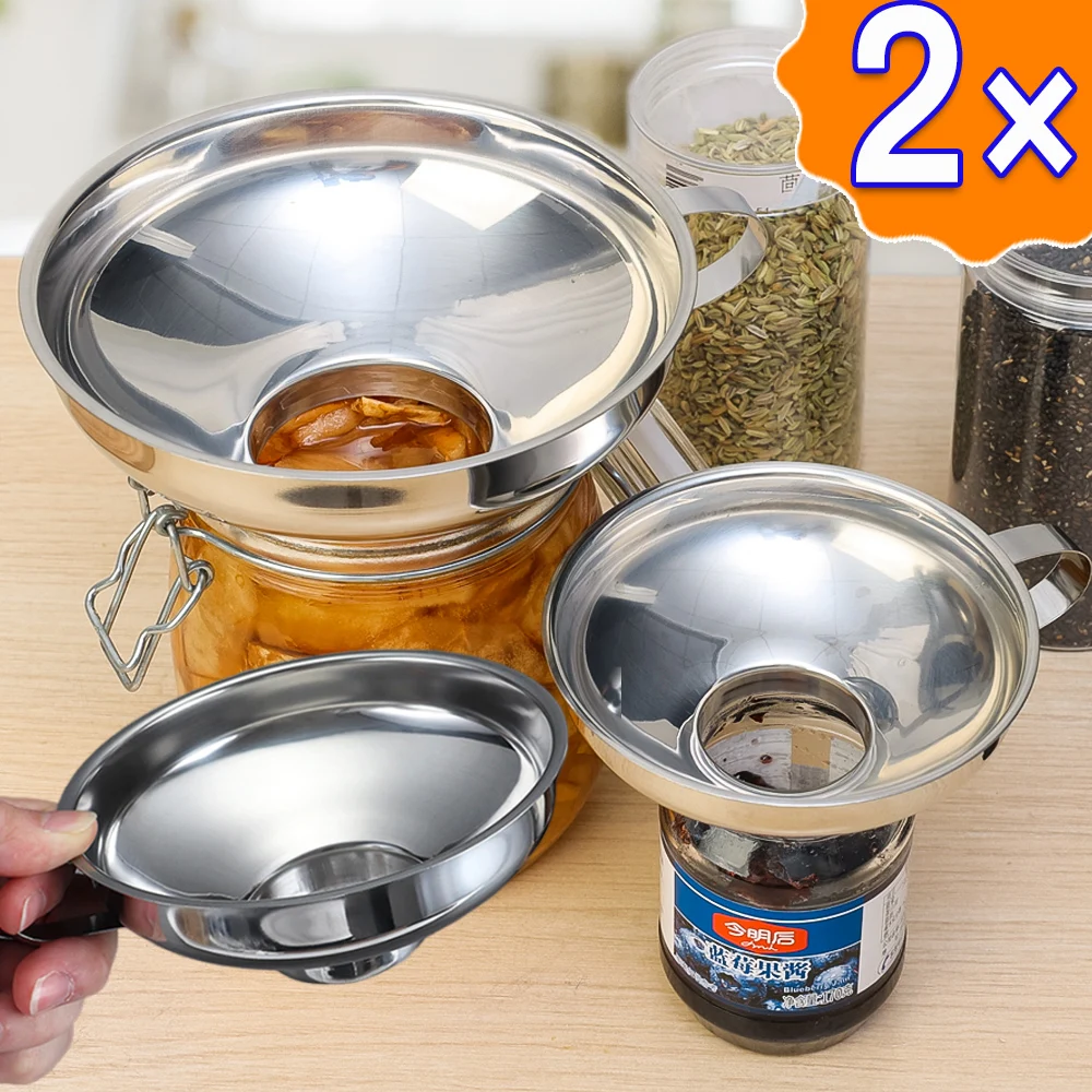 Stainless Steel Wide Mouth Canning Funnel Salad Dressing Liquid Funnel Strainer Kitchen Tools Home Accessories Supplies