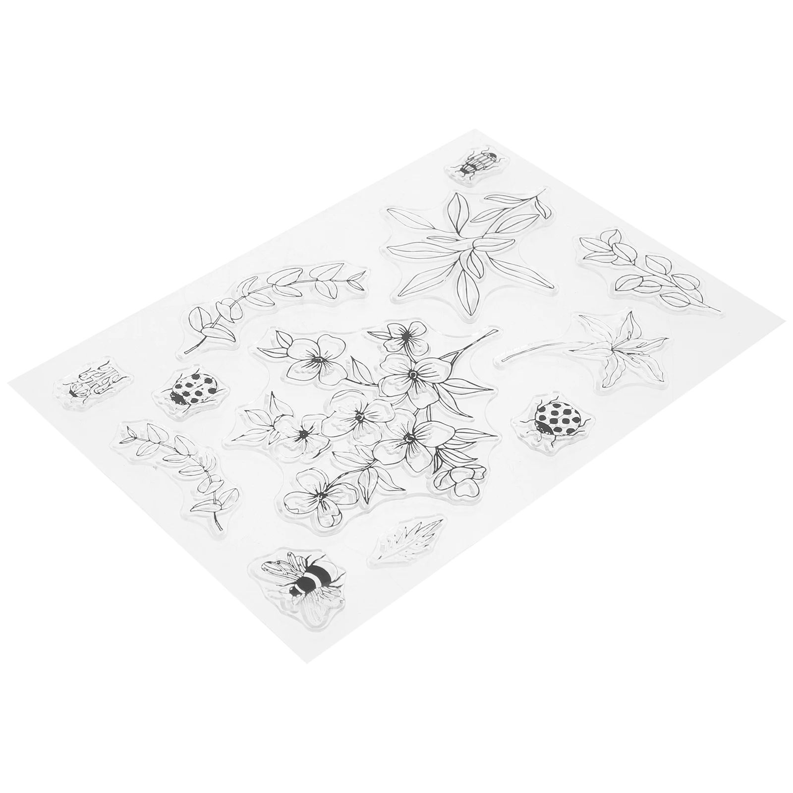 

Flower Plant Silicone Stamp Clear Transparent Reusable Soft Textured DIY Cards Scrapbooking Notebook Decor Gift Tags Storage Jar