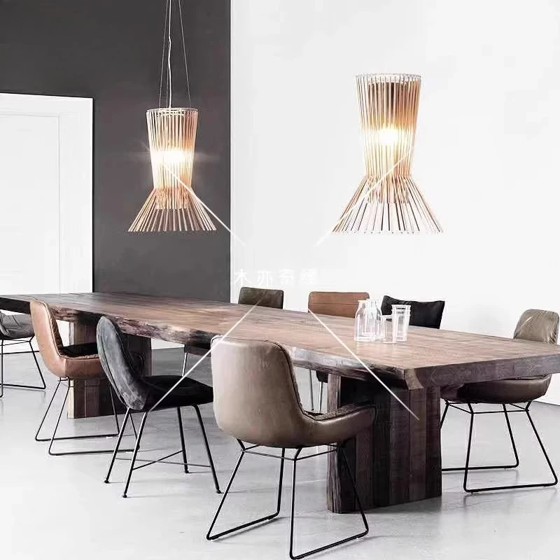 Tavolo da conferenza per pasti laterali in legno naturale, negozio di abbigliamento lungo in legno