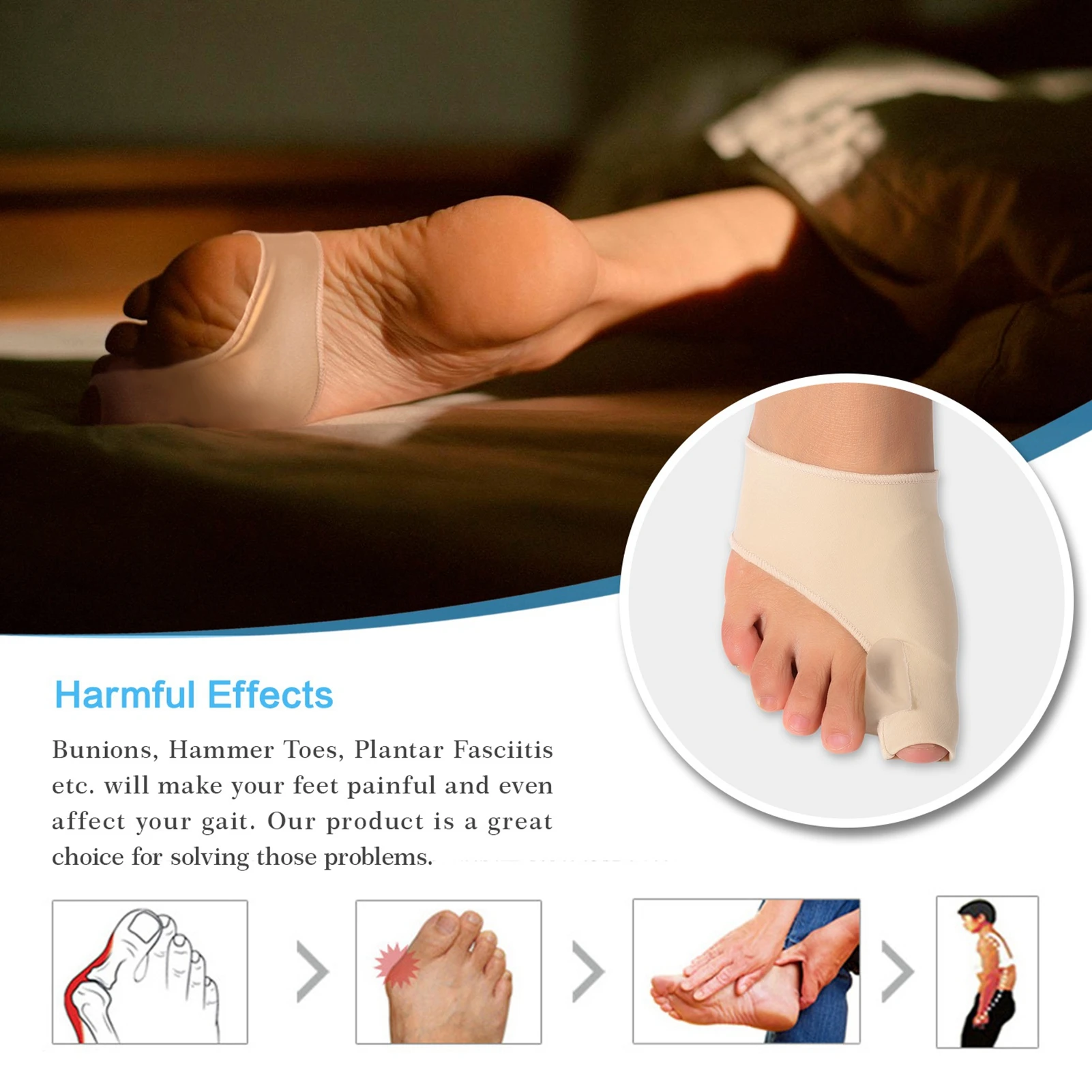 1 Pair Bunion Pads Toe Bunion Corrector Protector Gel Polyurethane Toe Spreader Toe Bunion Protector Toe Relief Corrector