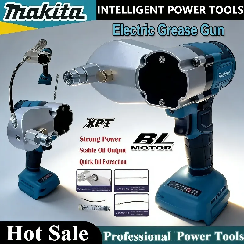 Pistola de engrase eléctrica sin escobillas Makita, inalámbrica, totalmente automática, de alta presión, específica para excavadoras, para batería Makita de 18V