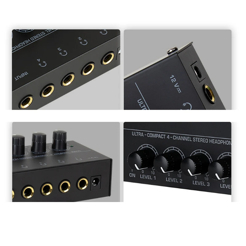 HA400 Mini Amplifier Headphone Amplifier 4 Channels Ultra-Compact Stereo Audio Amplifier Earphone Amplifier EU Plug