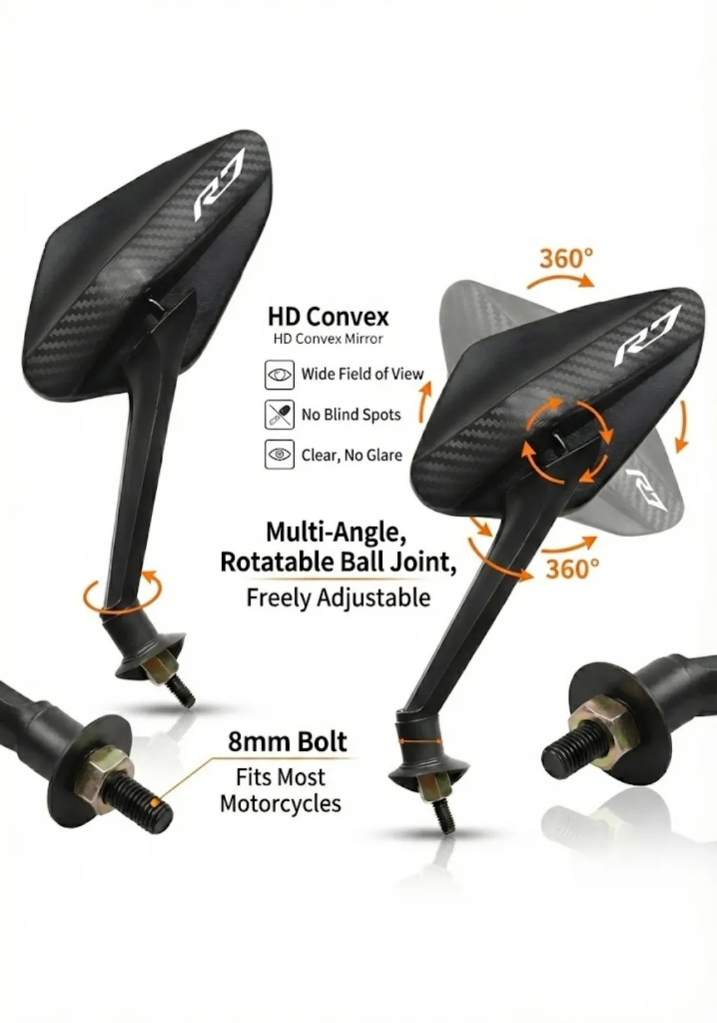 

Простота установки, зеркало заднего вида из углеродного волокна для мотоцикла Yamaha YZFR7 YZF R7 YZF-R7 yzfr7 2023 2022, высококачественные зеркала