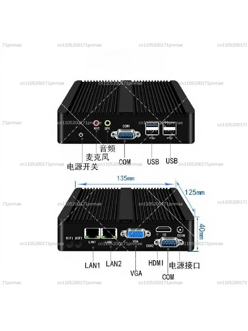 Industrial Mini PC J1900 J4125 N100 Dual LAN Fanless Micro Computer Host Quad-Core Low Power Desktop