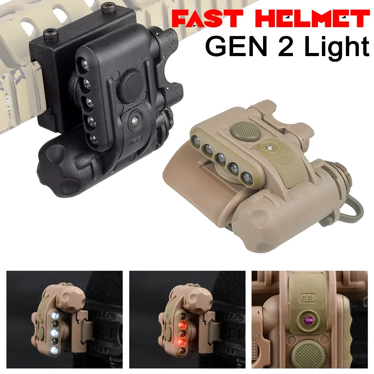 Aisorft Helmet Flashlight GEN 2 Red White Light Helmets Tactical Scout Light GEN II Accessories For Outdoor Hunting Lamp