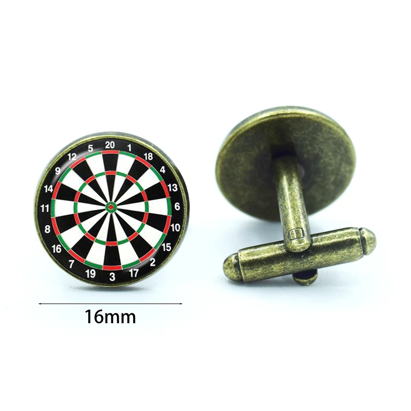 1 Pair Wholesale Cuff Links For Men Dart Board Cufflinks Round Glass Gem Hand Made Cuff Links Men Shirt Cufflinks