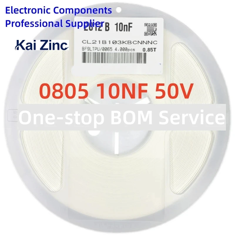 

4000 шт./катушка чип-конденсатор 0805 103K 50 В 10 нФ 0,01 мкФ X7R 10%