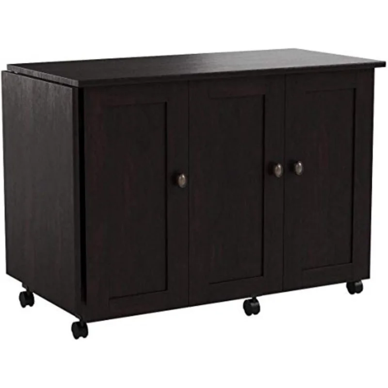 

Cinnamon Cherry Rolling Storage Cart, Multipurpose Mobile Sewing Table, Freestanding Pantry Cabinet with Smooth Rol