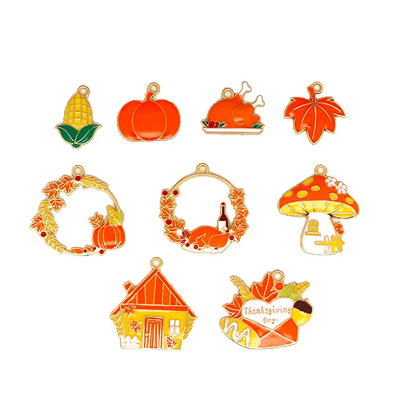 20 pcs/lot Fashion Thanksgiving Day Turkey Pumpkin Pendant Making Accessories Charms Earrings/Necklace Handmade DIY Jewelry