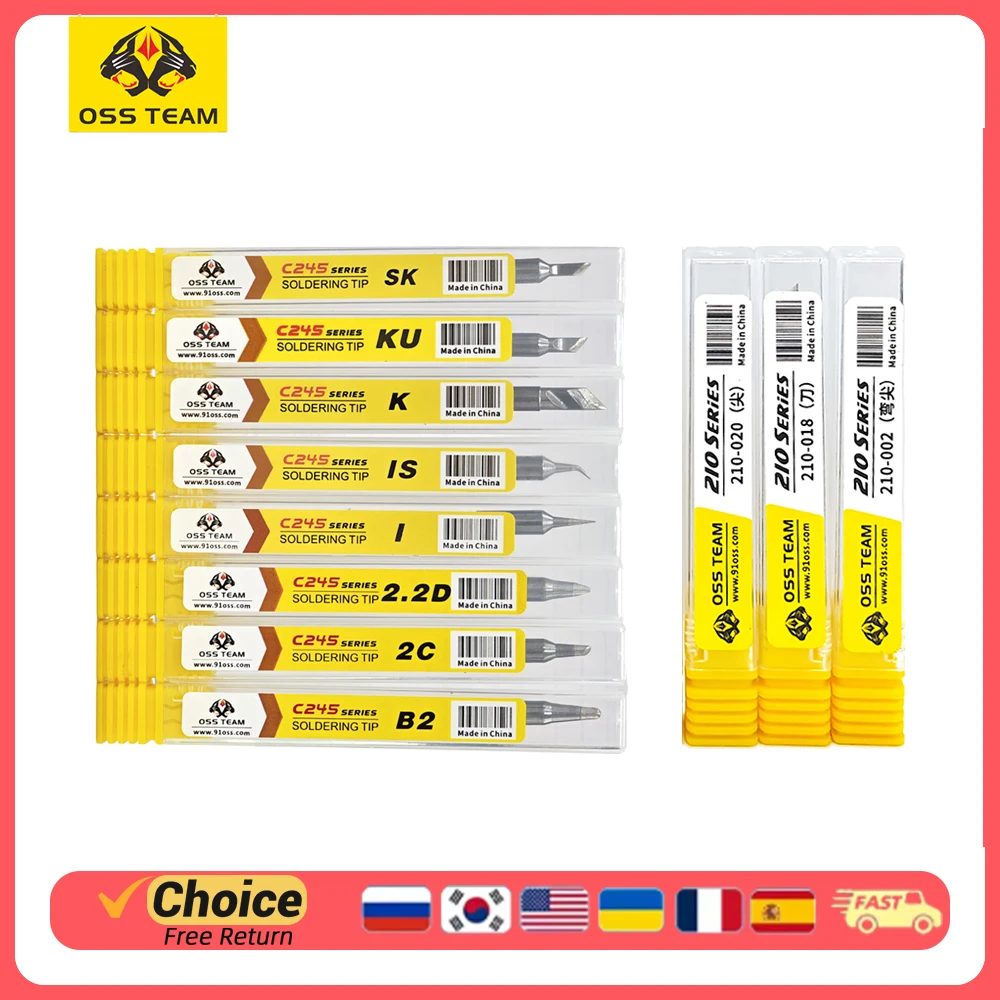 Punte di Saldatura di Ricambio OSS C210/C245, Compatibili con Stazioni di Saldatura T210/T245/T80P/T90/HS-02