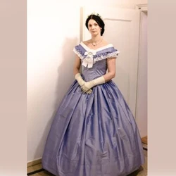 1890S victorian purple ball gown civil war southren belle princess evening dress plus size halloween clothing