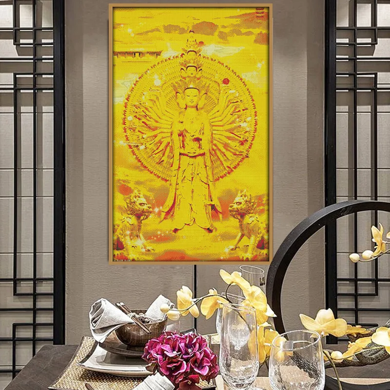 Cross stitch, thousand hands Guanyin living room vertical character series embroidery fabric