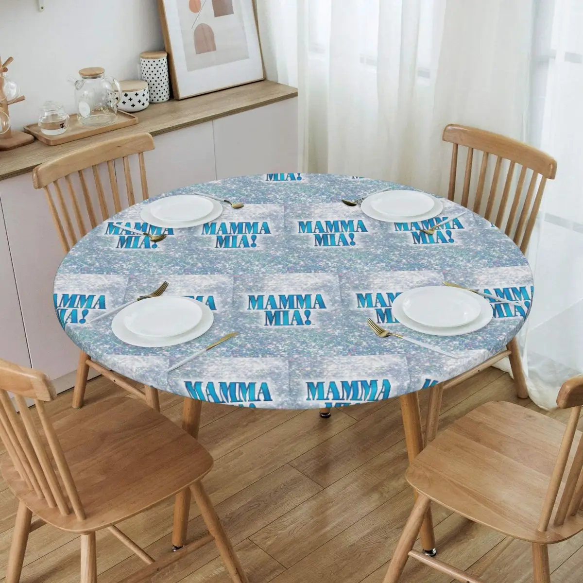 Mamma Mia 2 Waterproof Round Tablecloth Oilproof Table Cloth for Kitchen Events Dining Table Cover