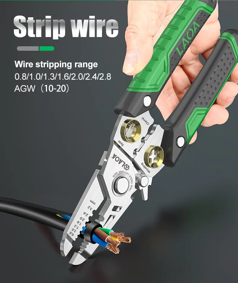 LAOA Abisolierzange Kabelschneider Crimpzange Klemme Spaltung Wicklung Peeling Edge Edelstahl Elektriker Werkzeug – Detail 9