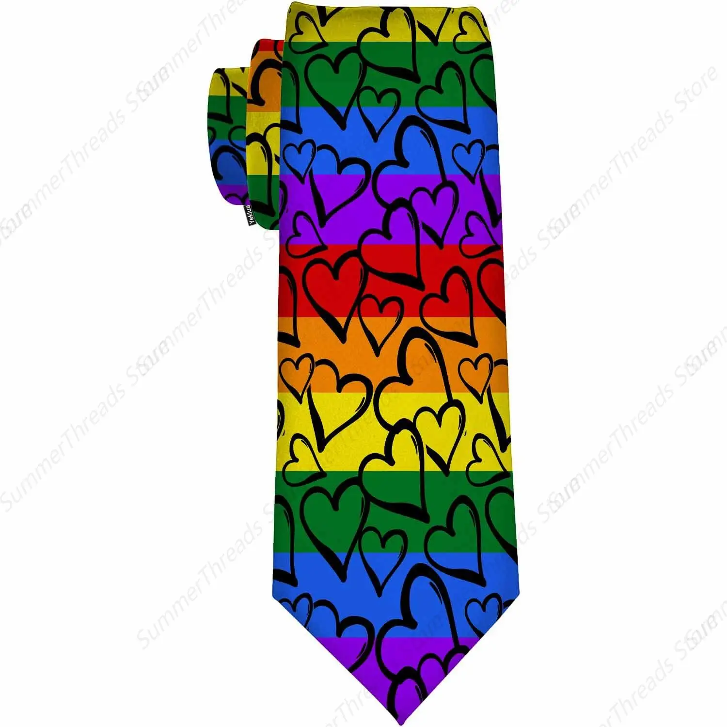 Fantasy World Men's Tie, Dreamy Unicorns Pattern with Rainbow Mane Blue Violet Multicolor