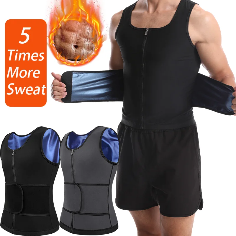 

Мужской формирователь тела, жилет для сауны, толстовка с двойным поясом, корсет для тренировки талии, топ, костюм для похудения живота, корректирующее белье, сжигание жира, фитнес