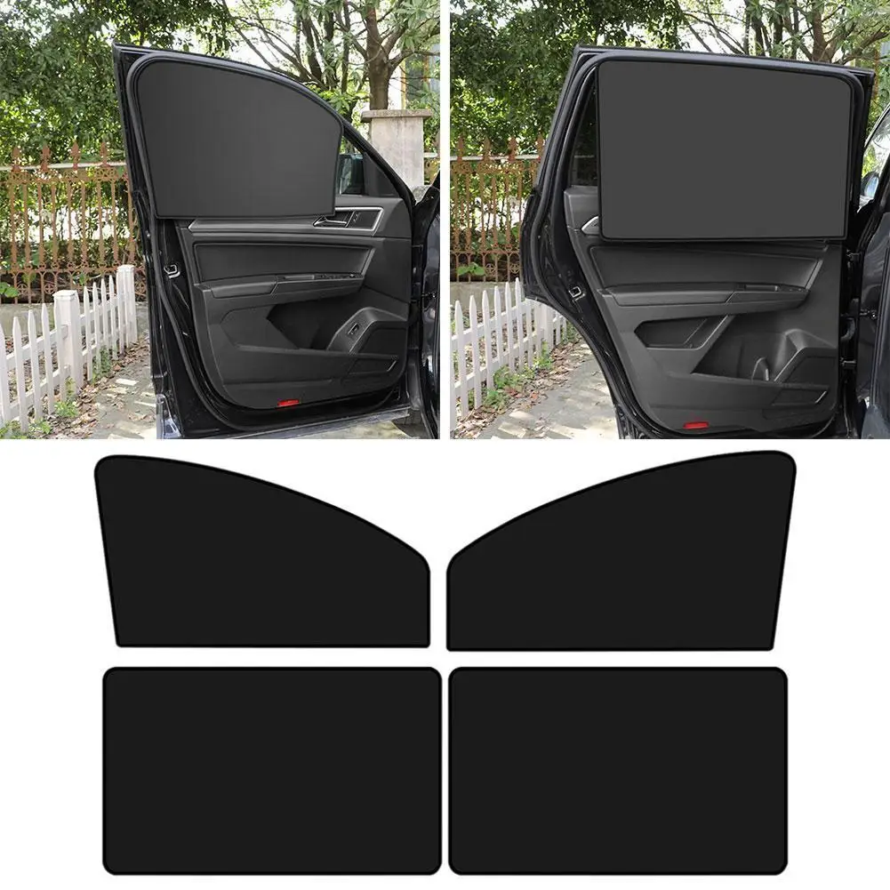 

4Pack Magnetic Car Side Front And Rear Window Sun Shades Mesh Covers UV Protective Curtains Universal Heat-insulating Sunshade